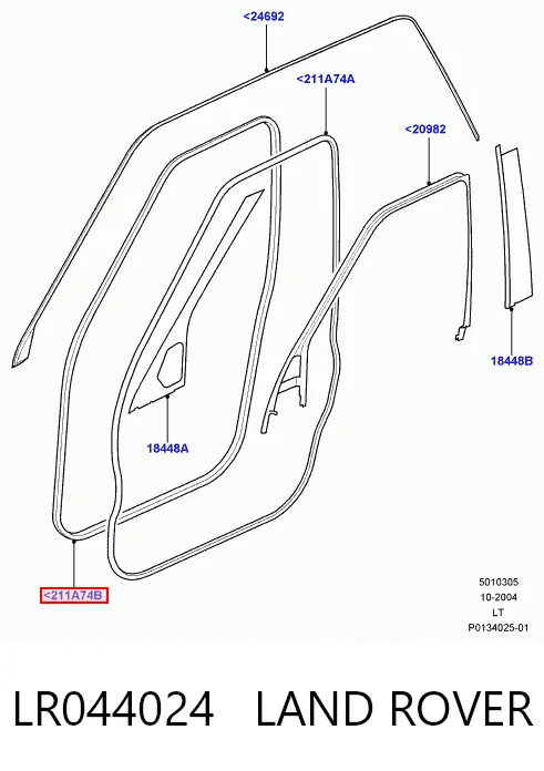LR044024 Land Rover Ущільнювач двері передньої (на кузові)