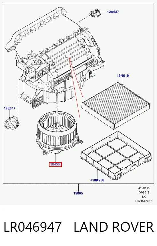 Електромотор пічки на Land Rover Range Rover IV L405