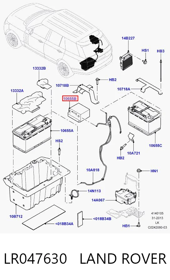LR047630 Land Rover Авто акумулятор