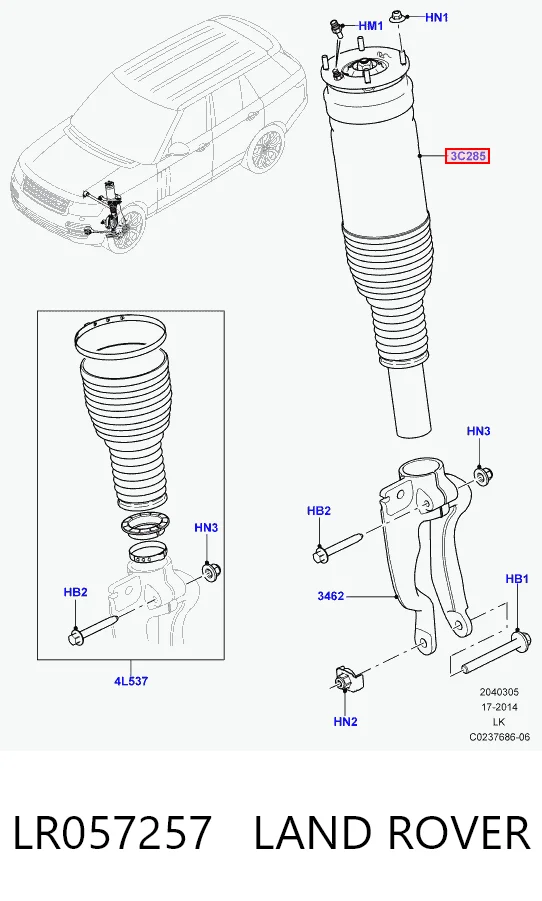 Амортизатор передньої підвіски, лівий Hotbray LR087092 ціна, від 264.79 USD