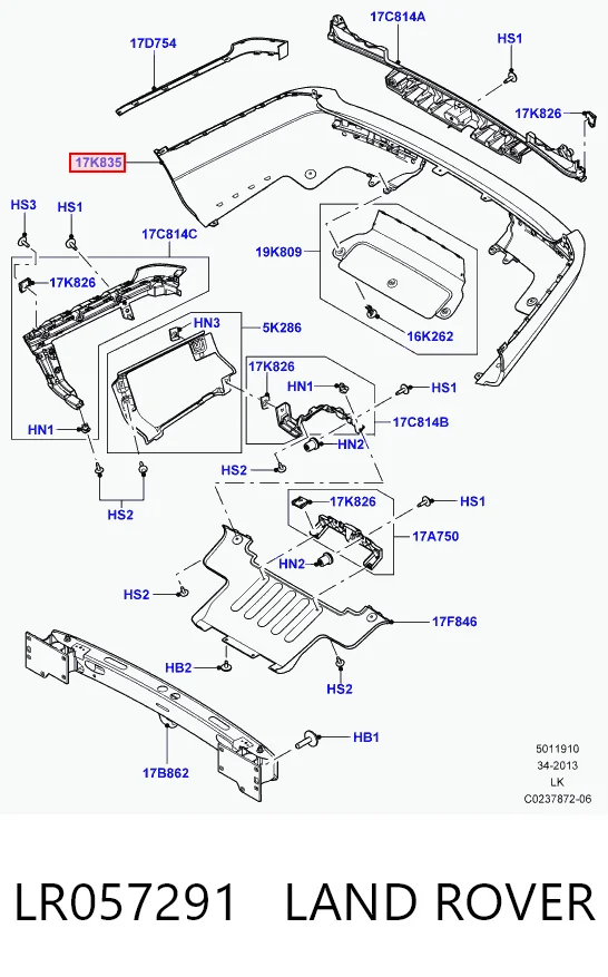 Буфер (бампер) задній на Land Rover Range Rover IV L405