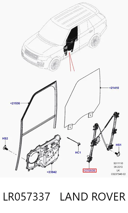Склопідйомник з електродвигуном Land Rover Range Rover IV позашляховик (L405) (2012 - 2021) ціна, від 115.06 USD