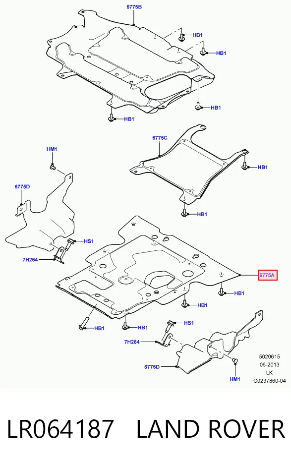 Захист моторного відсіку Land Rover Range Rover SPORT II позашляховик (L494) (2013 - 2022) ціна, від 64.97 USD