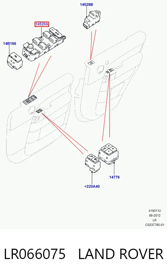 Купити CPLA14540AC Land Rover Кнопковий блок керування склопідіймачами передній лівий