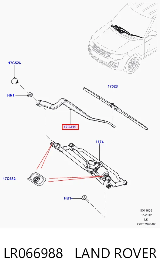 Ричаг двірника на Land Rover Range Rover SPORT II L494