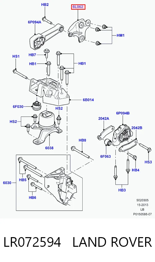 BJ326L062AA Land Rover Кронштейн подушки (опори) двигуна, правої