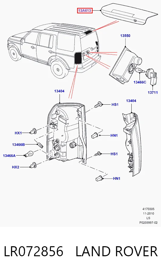 LR072856 Land Rover Стоп-сигнал заднього скла