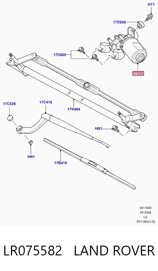 Купити 6H2217508BB Land Rover Мотор трапеції склоочисника
