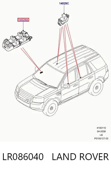 LR086040 Land Rover Кнопки переднього лівого склопід'ємника