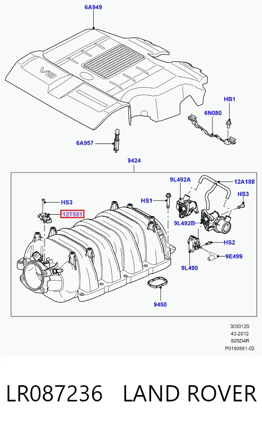 LR087236 Land Rover Датчик наддува