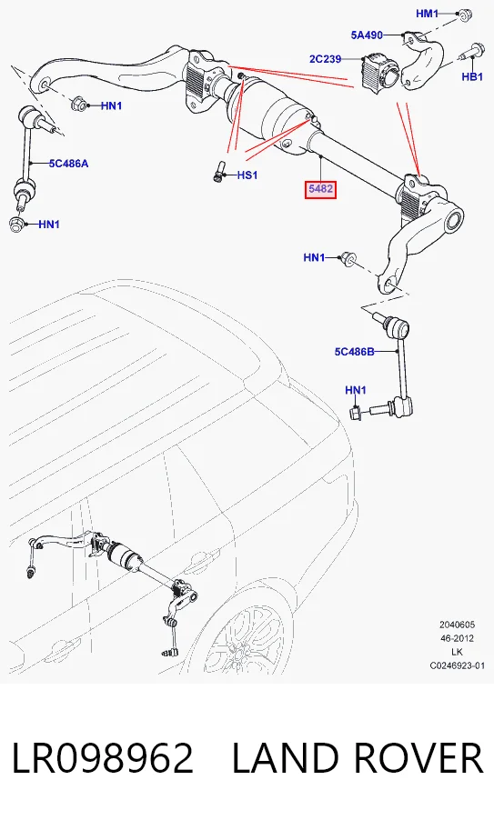 Стабілізатор задньої балки на Land Rover Range Rover IV L405
