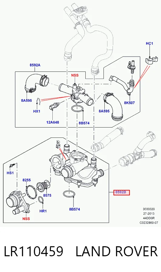 Кожух термостата Land Rover AL3Q9K478DB ціна, від 183.45 USD
