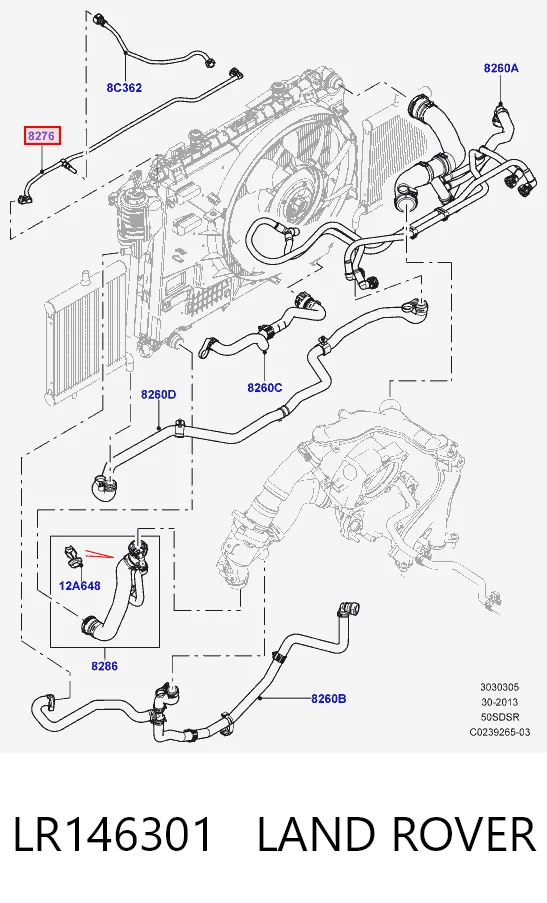 Патрубок системи охолодження Land Rover Range Rover SPORT II