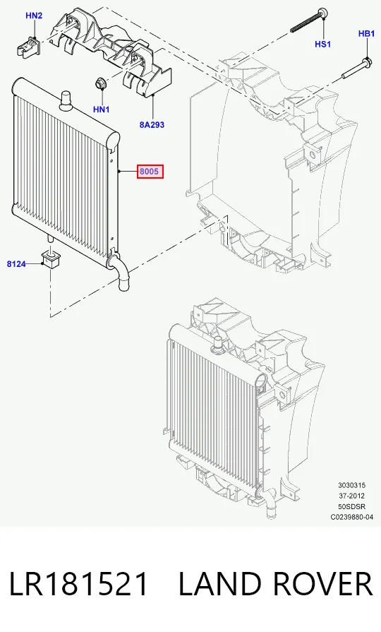 LR181521 Land Rover Радіатор охолодження двигуна, додатковий