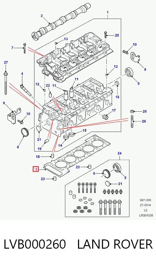 Прокладка під головку на Land Rover Discovery II LJ ,LT
