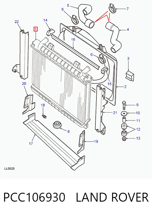 Радіатор охолодження двигуна на Land Rover Range Rover II LP, P38A