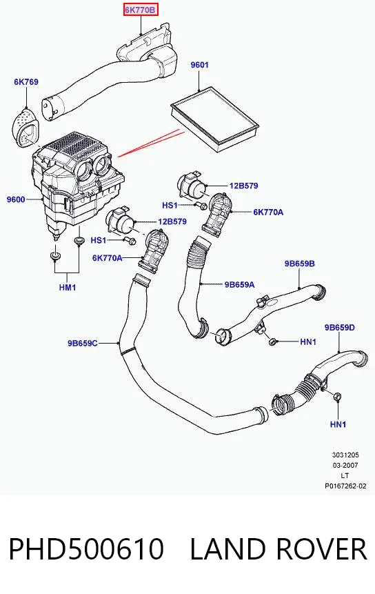 Повітрозабірник повітряного фільтра на Land Rover Range Rover SPORT I L320