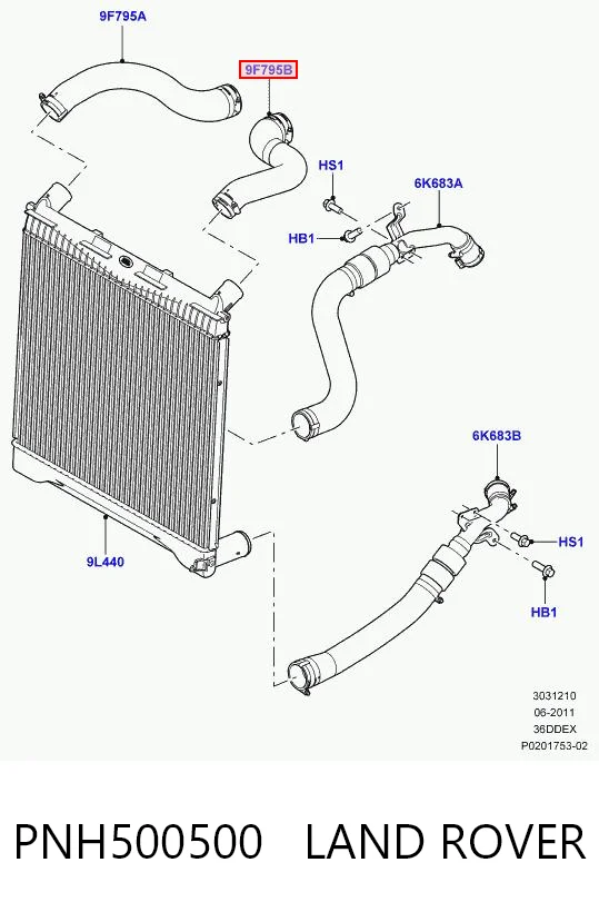 PNH500500 Land Rover Шланг/патрубок интеркуллера