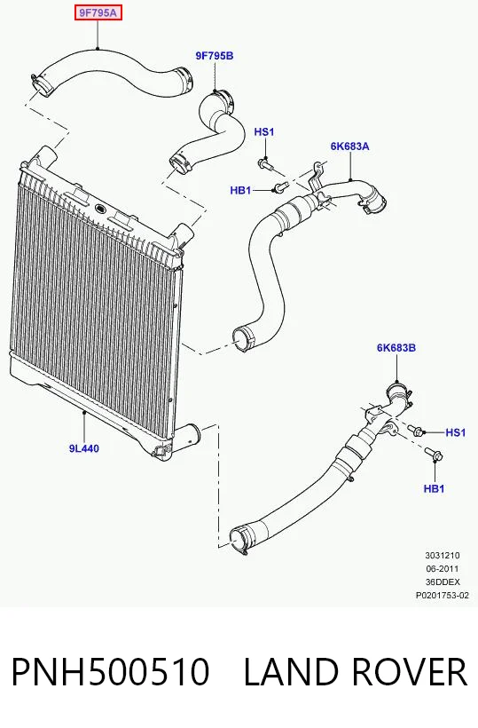 PNH500510 Land Rover Трубка, що нагнітається
