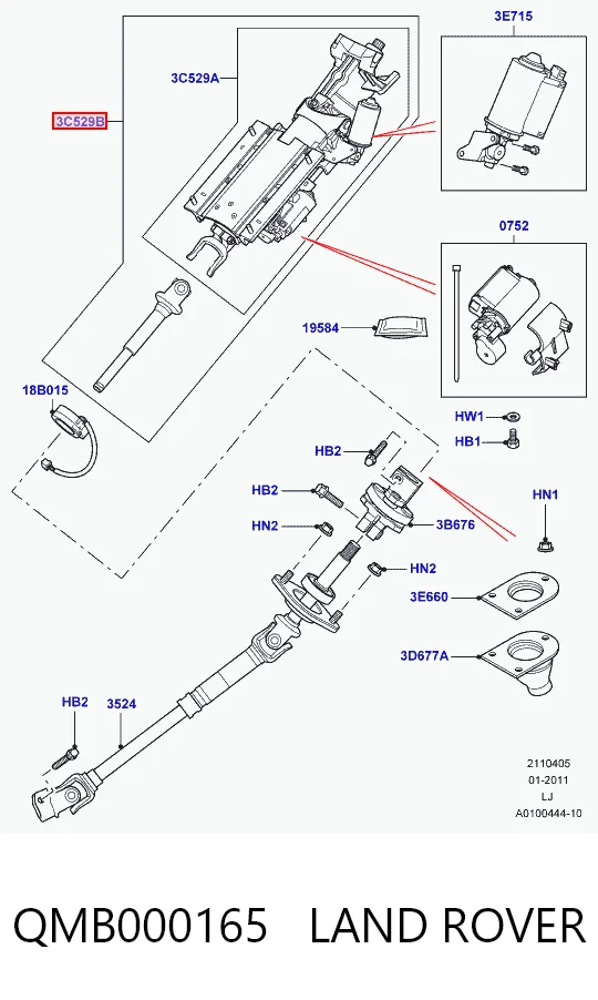 Колонка рульового управління на Land Rover Range Rover III L322