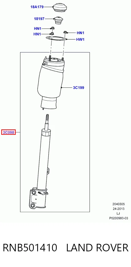 RNB501410 Land Rover Ліва передня стійка