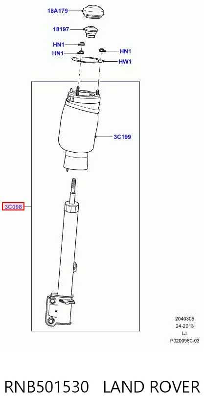 RNB501530 Land Rover Ліва передня стійка