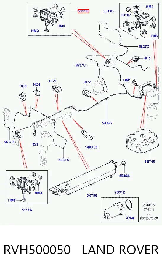 RVH500050 Land Rover Блок клапанів регульованої підвіски, задній
