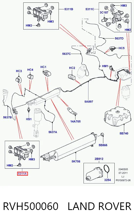 RVH500060 Land Rover Блок клапанів регульованої підвіски, передній