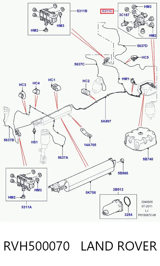 RVH500070 Land Rover Блок клапанів регульованої підвіски, задній