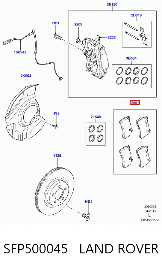 SFP500045 Land Rover Передні гальмівні колодки