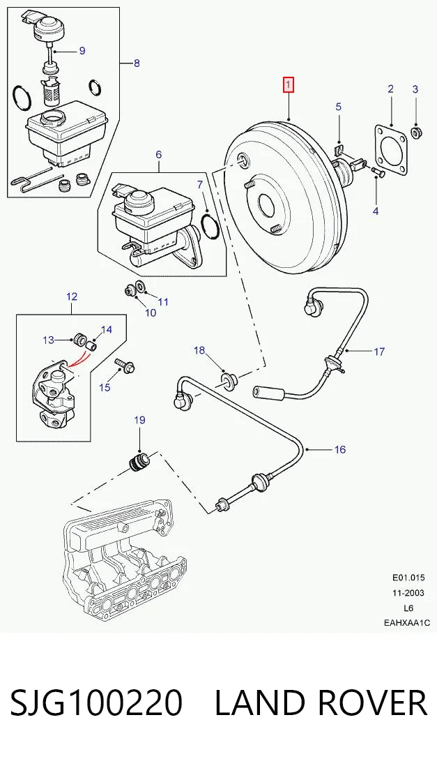 Підсилювач гальм вакуумний на Land Rover Freelander I L314