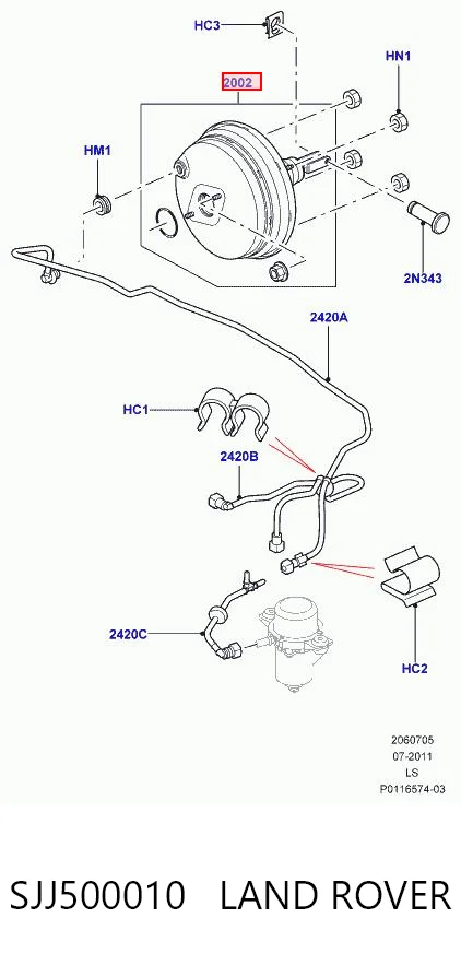 Підсилювач гальм вакуумний на Land Rover Discovery III LR3
