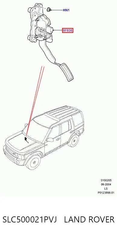 Педаль газу (акселератора) на Land Rover Range Rover SPORT I L320