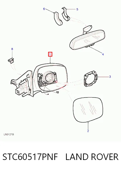 Дзеркало заднього виду, ліве на Land Rover Range Rover II LP, P38A