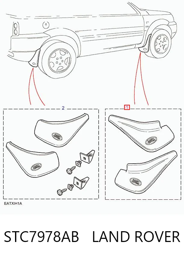 Бризковики передні, комплект Land Rover Freelander I позашляховик (L314) (1997 - 2006) ціна, від 44.34 USD