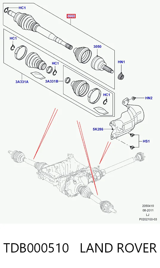 Купити Піввісь права Land Rover Range Rover III L322