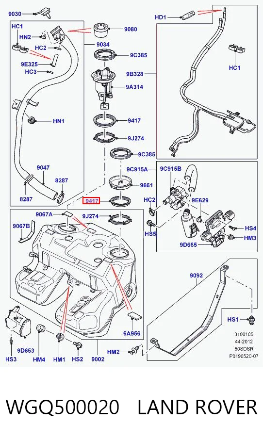 WGQ500020 Land Rover Прокладка датчика рівня (палив.бак)