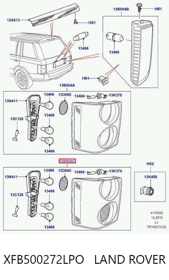 Задня ліва фара на Land Rover Range Rover III L322