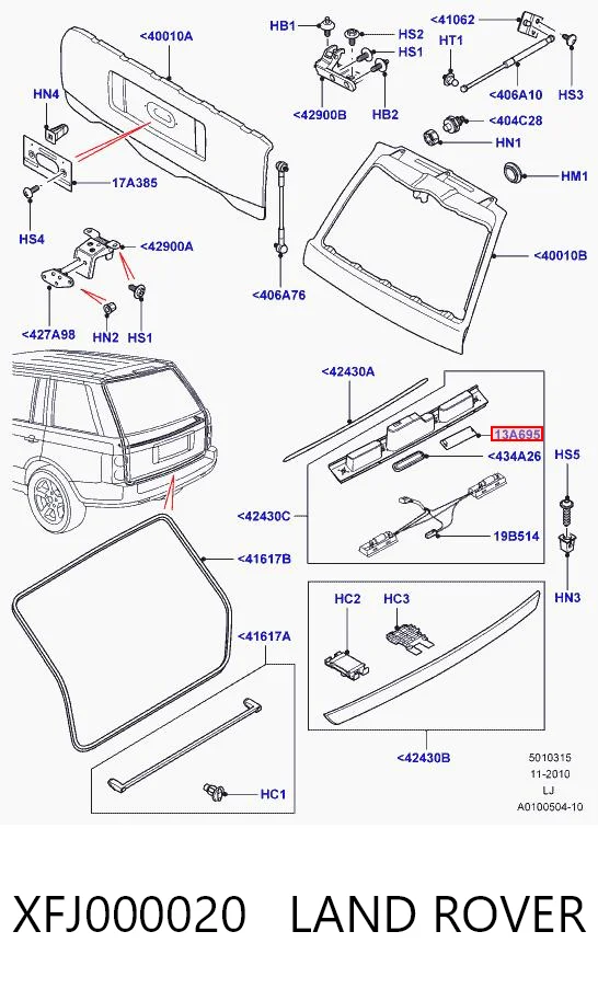 XFJ000020 Land Rover Ліхтар освітлення номерного знака