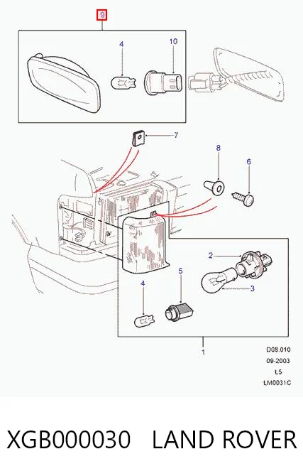 XGB000030 Land Rover Поворітель повороту на крилі