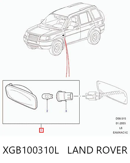 XGB100310L Land Rover Поворітель повороту на крилі