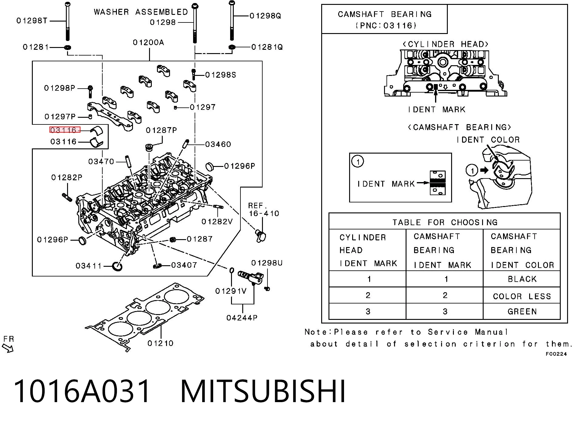 K1016A030 Fiat/Alfa/Lancia Вкладиш розподільного вала