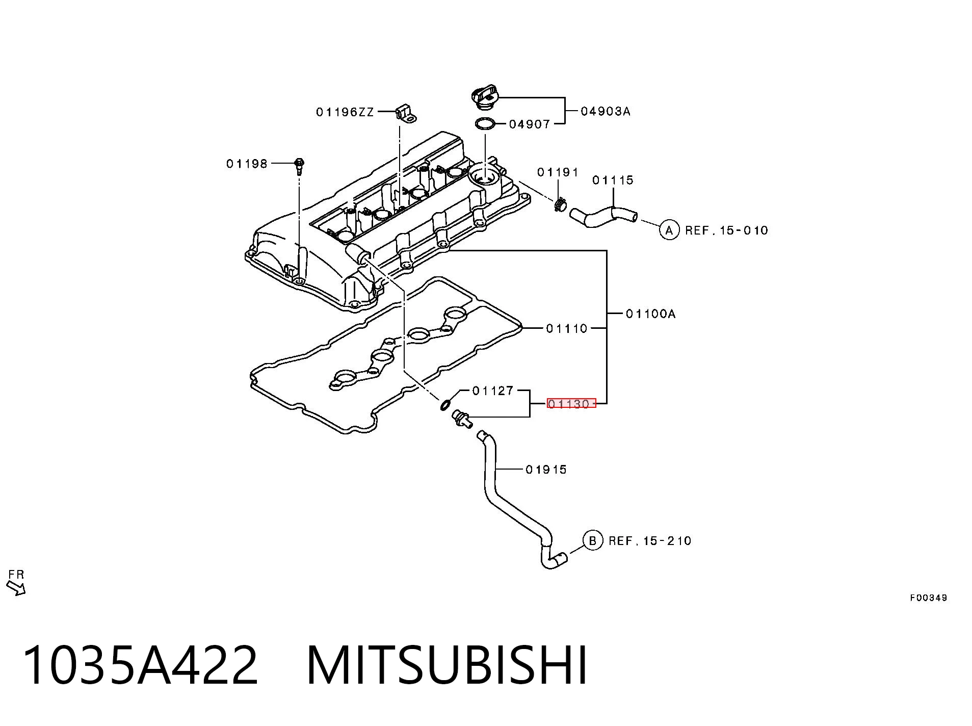 Клапан PCV (вентиляції картерних газів) на Mitsubishi Lancer X CY_A, CZ_A