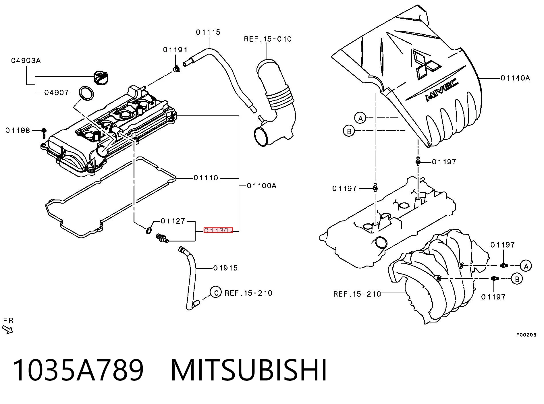 1035A789 Mitsubishi Клапан PCV (вентиляції картерних газів)