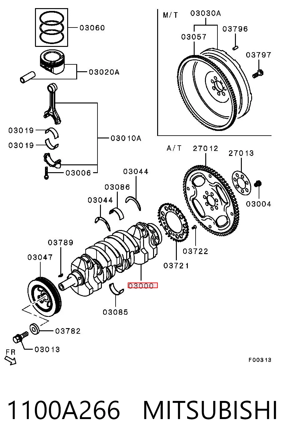 1100A266 Mitsubishi Колінвал двигуна