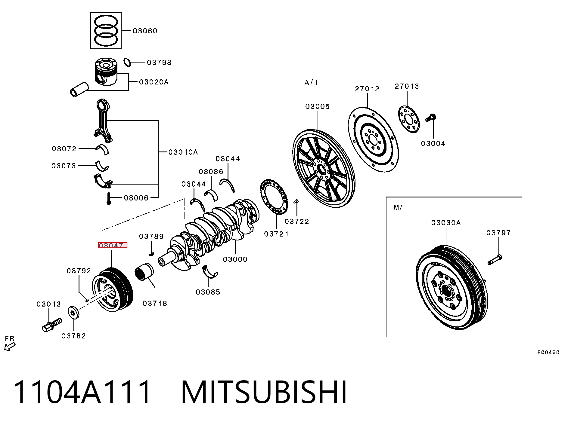 Шків колінвала (демпфер ) Mitsubishi L 200 V пікап (KJ, KK, KL) (2014 - 2026) ціна, від 73.61 USD