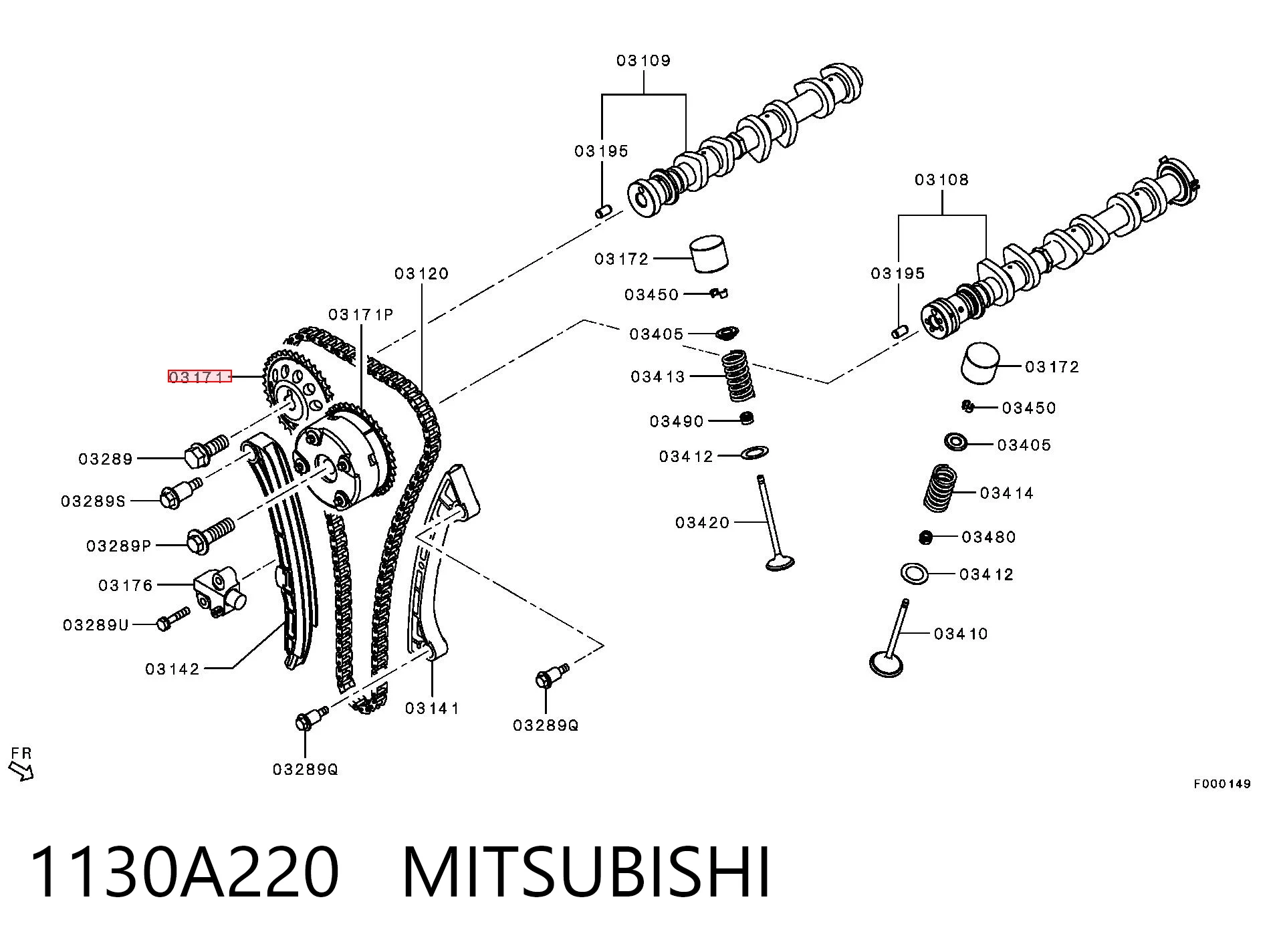 Ланцюг приводу распредвала на Mitsubishi Lancer X CY_A, CZ_A