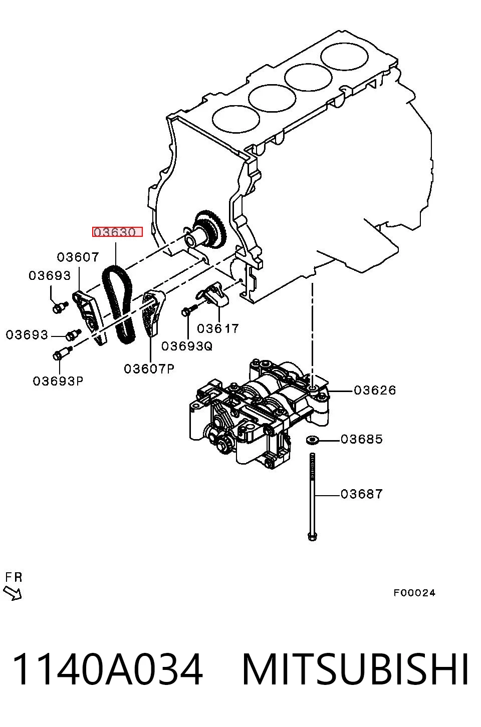 1140A034 Mitsubishi Ланцюг ГРМ, балансування вала