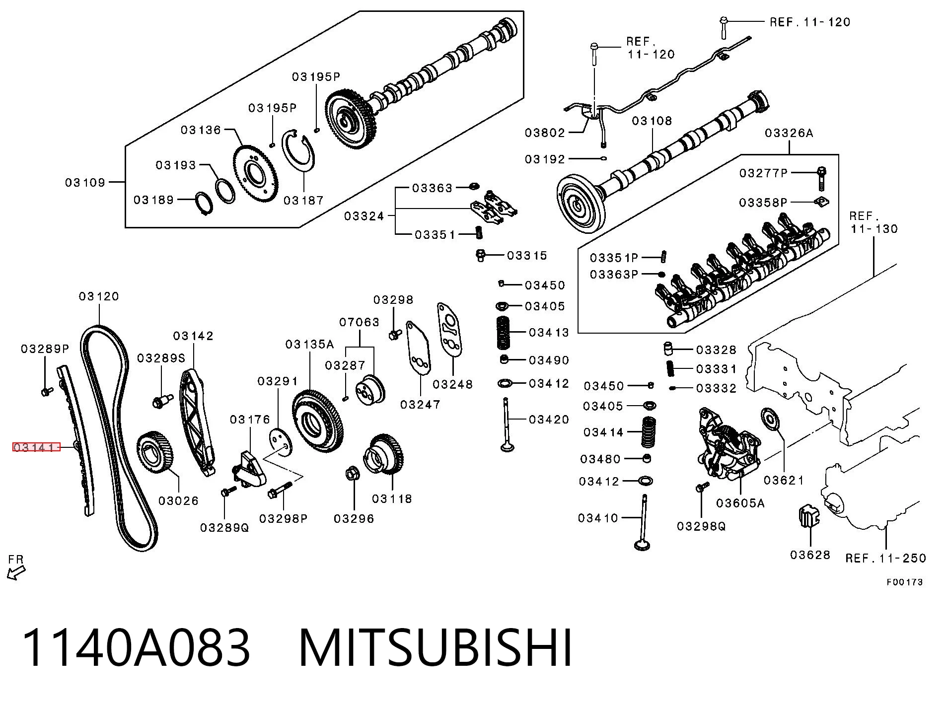 1140A083 Mitsubishi Заспокоювач ланцюга ГРМ