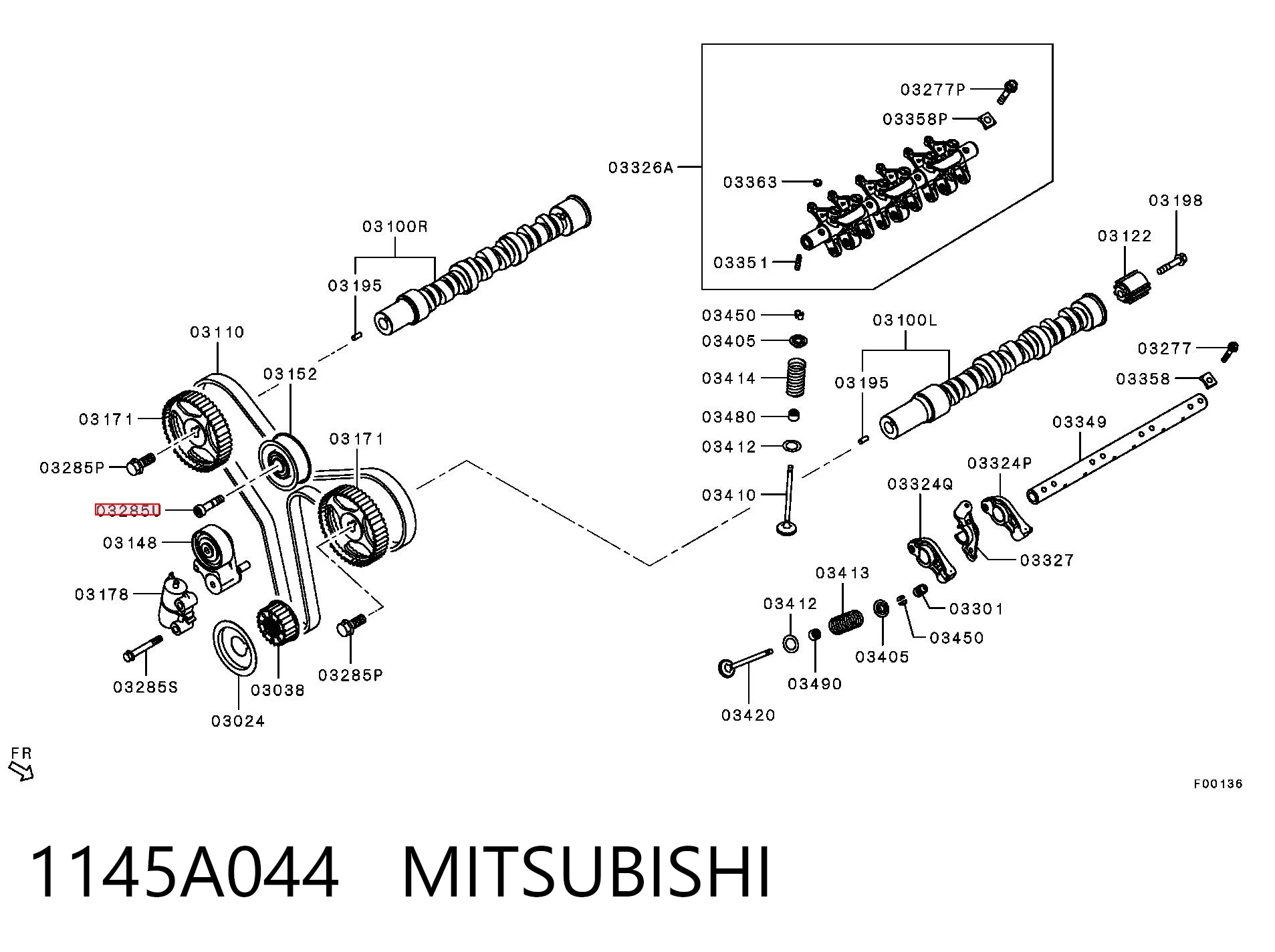 1145A044 Mitsubishi Кронштейн натягувача ременя ГРМ